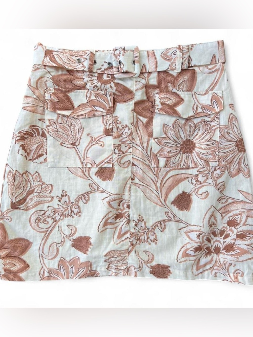 MANGO MNG Mini Skirt Boho Floral - Belt & Pockets – Size Small - like new